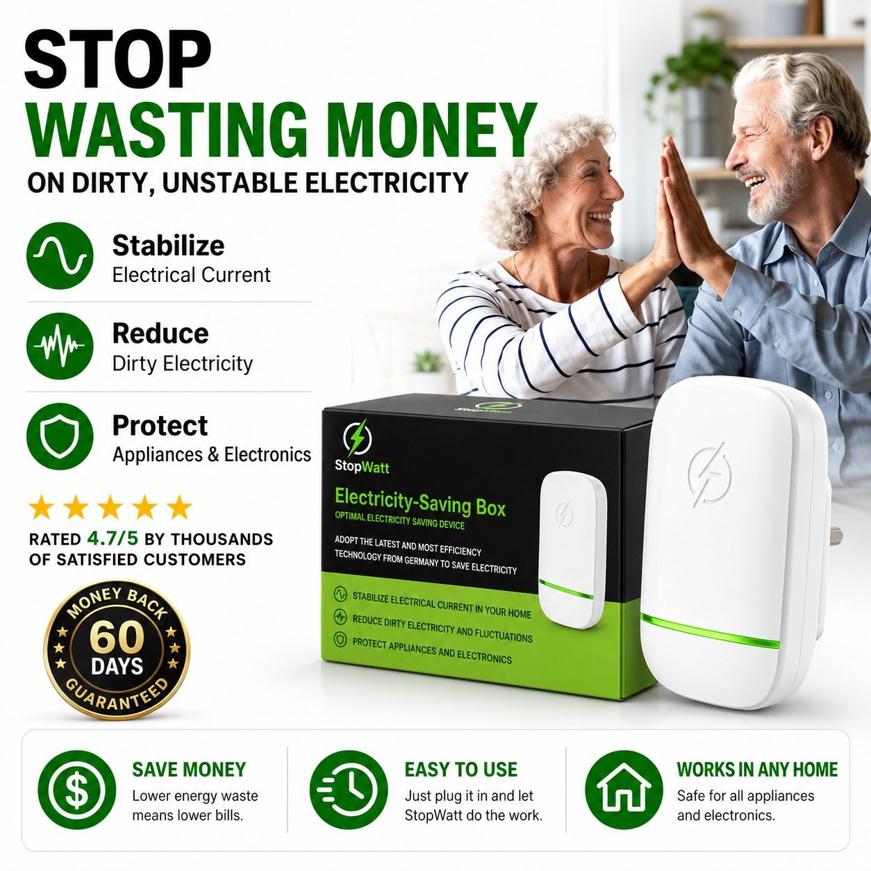 StopWatt - Stop Wasted Electricity. Lower bills, protect appliances, power your home smarter.